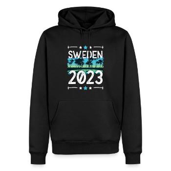 Suède 2023 - Sweat à capuche Premium bio Homme - noir - Devant - Nico (187cm)