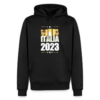Italia 2023 - Männer Premium Bio Hoodie - Schwarz - Vorne - Nico (187cm)