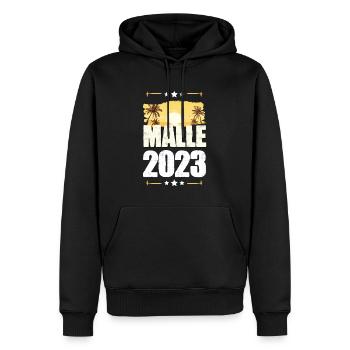 Malle 2023 - Sweat à capuche Premium bio Homme - noir - Devant - Nico (187cm)
