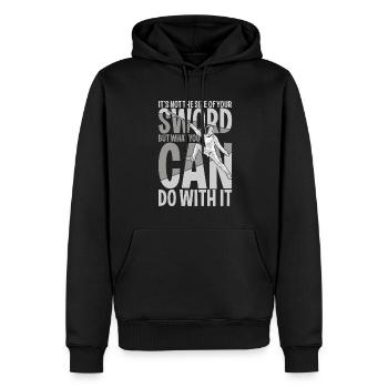 It's Not The Size Of Your Sword - Männer Premium Bio Hoodie - Schwarz - Vorne - Nico (187cm)