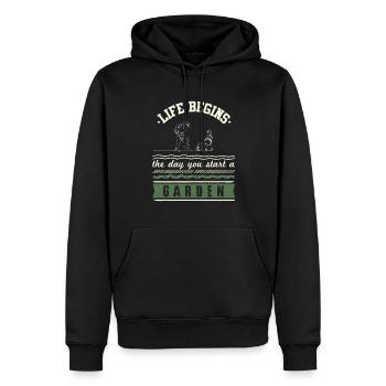 Jardin fermier - Sweat à capuche Premium bio Homme - noir - Devant - Nico (187cm)