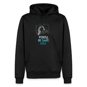 Dormir drôle en disant - Sweat à capuche Premium bio Homme - noir - Devant - Nico (187cm)