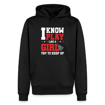 Badminton Filles - Sweat à capuche Premium bio Homme - noir - Devant - Nico (187cm)