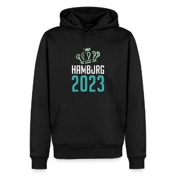 Hambourg 2023 Krone - Sweat à capuche Premium bio Homme - noir - Devant - Nico (187cm)
