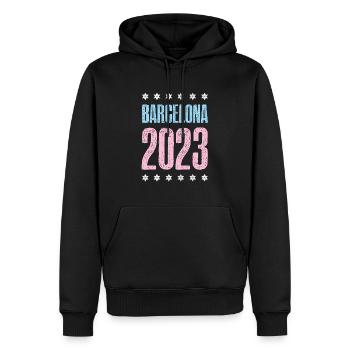 Barcelona 2023 - Männer Premium Bio Hoodie - Schwarz - Vorne - Nico (187cm)
