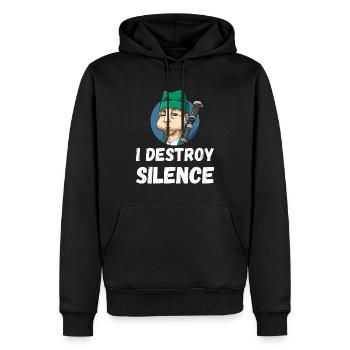 I Destroy Silence Dudelsack - Männer Premium Bio Hoodie - Schwarz - Vorne - Nico (187cm)