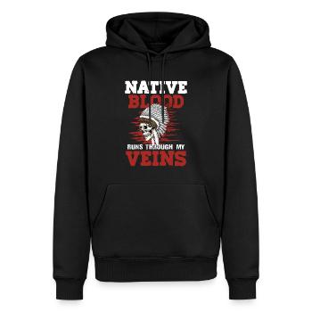 Native Blood Runs Through My Veins - Männer Premium Bio Hoodie - Schwarz - Vorne - Nico (187cm)