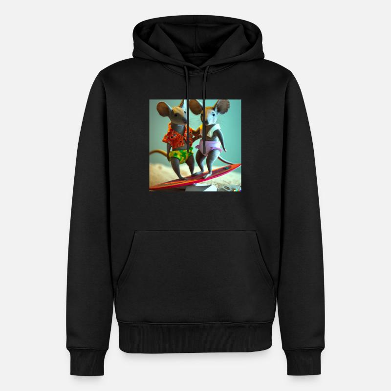 Deux souris à Hawaii - Sweat à capuche Premium bio Homme - noir