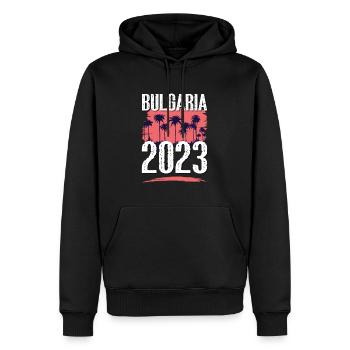 Bulgarien 2023 - Männer Premium Bio Hoodie - Schwarz - Vorne - Nico (187cm)