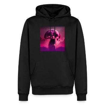 Femme dans le ciel rouge, Design 4 - Sweat à capuche Premium bio Homme - noir - Devant - Nico (187cm)