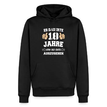 18. Geburtstag Geschenk Junge Mädchen 18 Jahre - Männer Premium Bio Hoodie - Schwarz - Vorne - Nico (187cm)