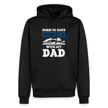 Animal welfare dad - Men’s Premium Organic Hoodie - black - Front - Nico (187cm)