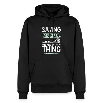 Drôle de dicton sur le bien-être animal - Sweat à capuche Premium bio Homme - noir - Devant - Nico (187cm)