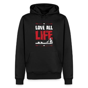 Aimer le bien-être animal - Sweat à capuche Premium bio Homme - noir - Devant - Nico (187cm)