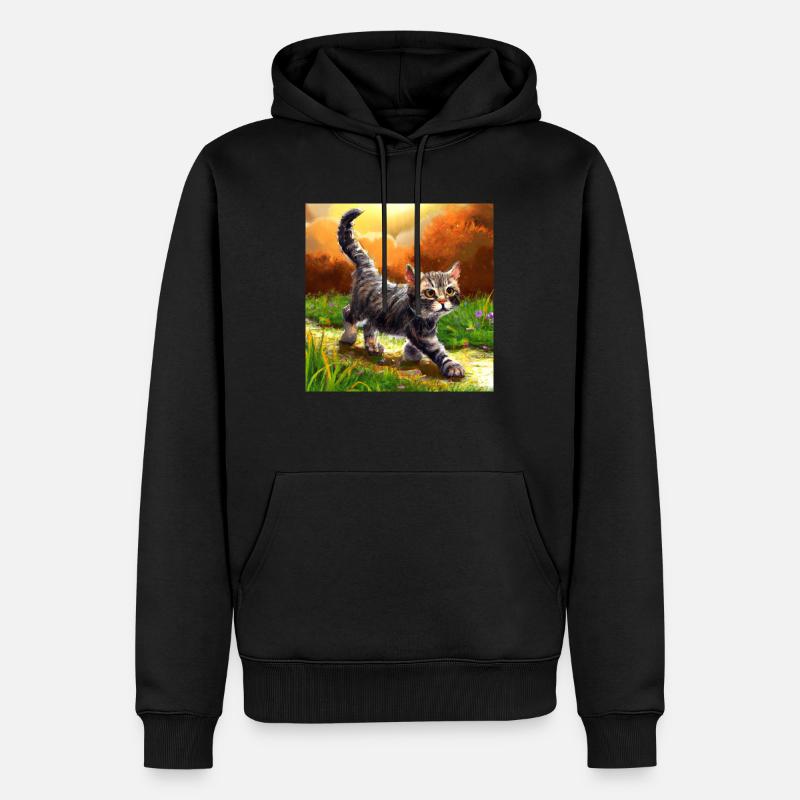Katze - Männer Premium Bio Hoodie - Schwarz