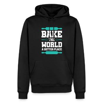 backen bäcker - Männer Premium Bio Hoodie - Schwarz - Vorne - Nico (187cm)