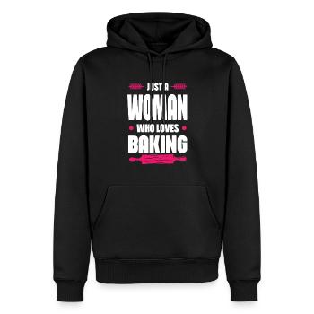 frau liebt backen - Männer Premium Bio Hoodie - Schwarz - Vorne - Nico (187cm)