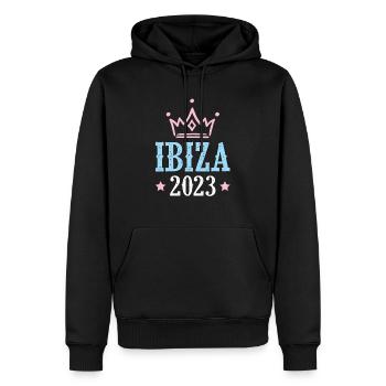 Ibiza 2023 - Männer Premium Bio Hoodie - Schwarz - Vorne - Nico (187cm)