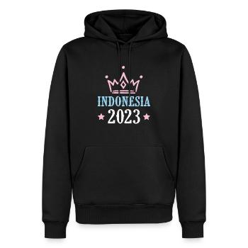 Indonesia 2023 - Männer Premium Bio Hoodie - Schwarz - Vorne - Nico (187cm)