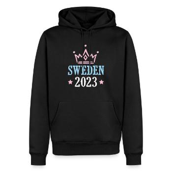 Suède 2023 - Sweat à capuche Premium bio Homme - noir - Devant - Nico (187cm)