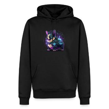 Ein niedlicher Cyber-Hund - Männer Premium Bio Hoodie - Schwarz - Vorne - Nico (187cm)