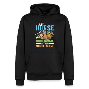 My Horse Is Nocturnal A True Night-Mare - Männer Premium Bio Hoodie - Schwarz - Vorne - Nico (187cm)