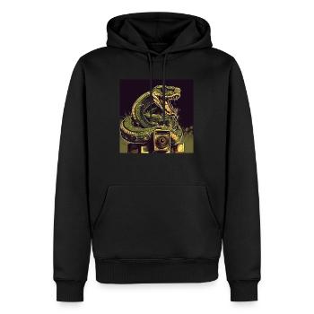 Dites serpent « fromage » - Sweat à capuche Premium bio Homme - noir - Devant - Nico (187cm)