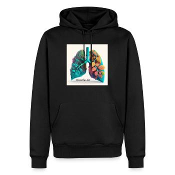 Lung in environmental design green - Men’s Premium Organic Hoodie - black - Front - Nico (187cm)