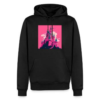 Château de princesse rose style pop art - Sweat à capuche Premium bio Homme - noir - Devant - Nico (187cm)