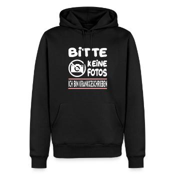 Bitte Keine Fotos Ich Bin Krankgeschrieben - Männer Premium Bio Hoodie - Schwarz - Vorne - Nico (187cm)