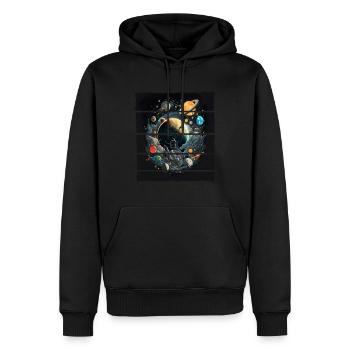 Space Planeten Astronaut für einen Kinder und - Männer Premium Bio Hoodie - Schwarz - Vorne - Nico (187cm)