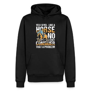 Yes I Smell Like A Horse No I Don't Consider That - Männer Premium Bio Hoodie - Schwarz - Vorne - Nico (187cm)