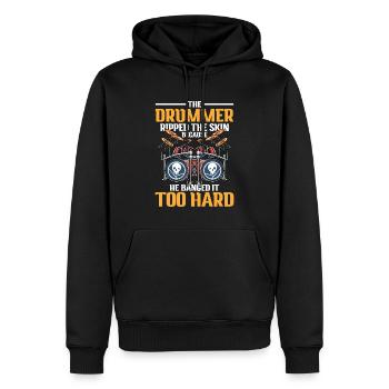 The Drummer Ripped Because He Banged It Too Hard - Männer Premium Bio Hoodie - Schwarz - Vorne - Nico (187cm)