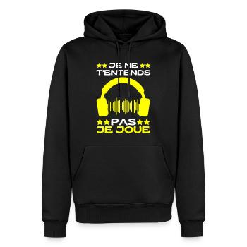 Je Ne T'entends Pas Je Joue Jeux Vidéos Geek Gamer - Sweat à capuche Premium bio Homme - noir - Devant - Nico (187cm)