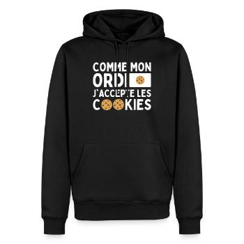 Comme Mon Ordi J'accepte Les Cookies Humour Geek - Sweat à capuche Premium bio Homme - noir - Devant - Nico (187cm)