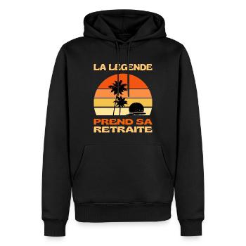 La Légende Prend Sa Retraite 2023 Cadeau Humour - Sweat à capuche Premium bio Homme - noir - Devant - Nico (187cm)