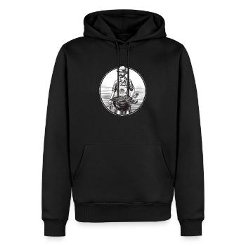 Mann am Grill - Männer Premium Bio Hoodie - Schwarz - Vorne - Nico (187cm)