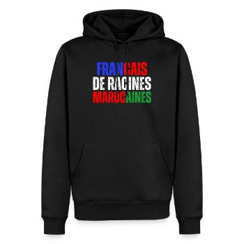 Francais De Racines Marocaines Franco Marocain - Sweat à capuche Premium bio Homme - noir - Devant - Nico (187cm)
