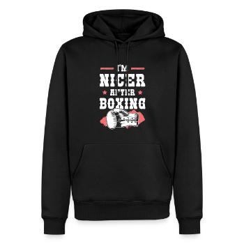 boxer boxen - Männer Premium Bio Hoodie - Schwarz - Vorne - Nico (187cm)