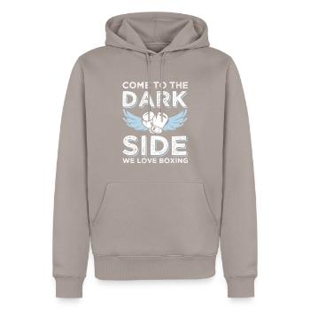 boxen lustiger spruch - Männer Premium Bio Hoodie - Taupe - Vorne - Nico (187cm)