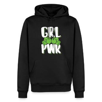 Boxe fille fille - Sweat à capuche Premium bio Homme - noir - Devant - Nico (187cm)
