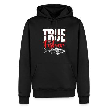Treuer Fischer Angeln Spruch - Männer Premium Bio Hoodie - Schwarz - Vorne - Nico (187cm)