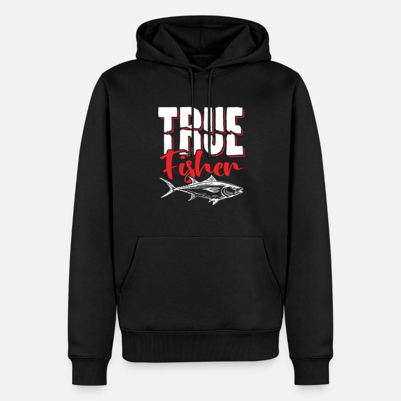 Fidèle pêcheur pêchant dicton - Sweat à capuche Premium bio Homme - noir