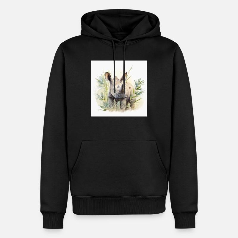 Nashorn - Männer Premium Bio Hoodie - Schwarz