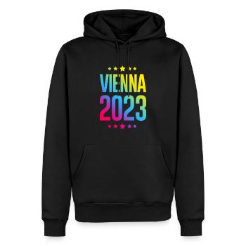 Vienne 2023 Vienne - Sweat à capuche Premium bio Homme - noir - Devant - Nico (187cm)
