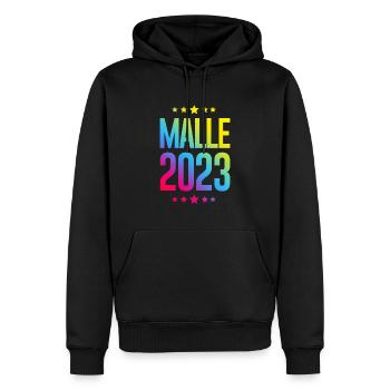 Malle 2023 - Sweat à capuche Premium bio Homme - noir - Devant - Nico (187cm)