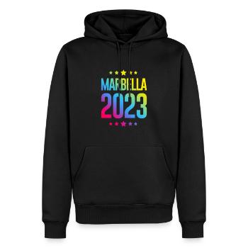 Marbella 2023 - Männer Premium Bio Hoodie - Schwarz - Vorne - Nico (187cm)