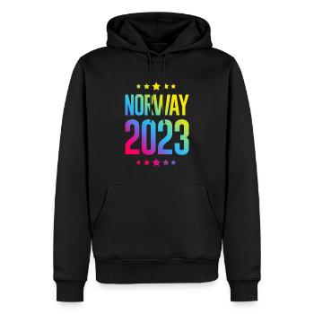 Norwegen 2023 - Männer Premium Bio Hoodie - Schwarz - Vorne - Nico (187cm)