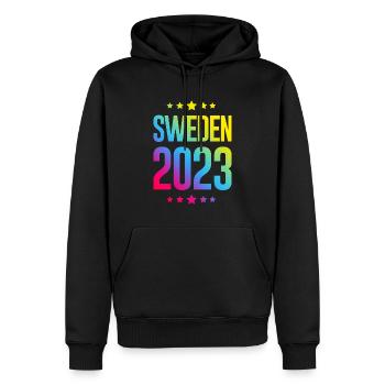 Suède 2023 - Sweat à capuche Premium bio Homme - noir - Devant - Nico (187cm)