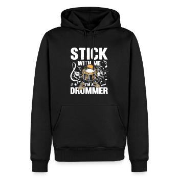 Stick With Me I'm A Drummer - Männer Premium Bio Hoodie - Schwarz - Vorne - Nico (187cm)